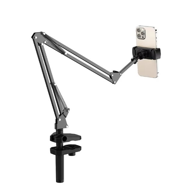 Desktop Bedside Hotel Use Metal Phone Tablet Lazy Bracket Universal Mobile Cell Phone Mount 360 Rotation Gooseneck Clamp Stand