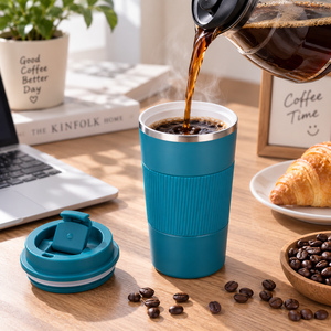 Tasse de bureau portable 510 ml avec revêtement en céramique, tasse à café isotherme réutilisable, gobelet de voyage avec couvercle, sans goût métallique - Product Image 4