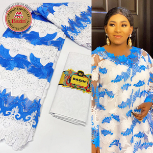 <span class=keywords><strong>Tissu</strong></span> en dentelle de soie de lait africaine, maille française, avec Bazin Rich, matière originale pour les femmes nigérianes, mariage, mariée, dentelle en tulle - Product Image 1