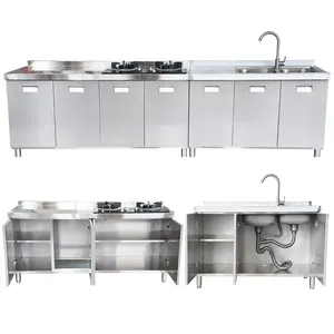 Unidad de cocina, gabinete modular para fregadero, mesa de estufa de Gas para el hogar, muebles de acero inoxidable, gabinete de cocina