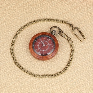 <span class=keywords><strong>Montre</strong></span> de poche <span class=keywords><strong>à</strong></span> quartz créative en bois antique, cadran numérique double cercle, chaîne épaisse, pour hommes et femmes, vente en gros - Product Image 4
