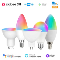 Lampes LED intelligentes GU10 WiFi Zigbee3.0 RGB C+W Blanc 5W Dimmables Rotatives Électriques en PC Contrôle Vocal via App iOS EWelink pour la Maison