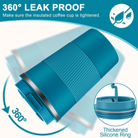 Gourde isotherme sous vide en acier inoxydable sans BPA 12/16 oz, tasse à café réutilisable pour café glacé, tasse de voyage pour café chaud