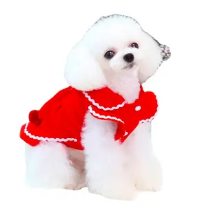 Puppy Benodigdheden Hot Decoraties Trui Strikje Trui Jumpers Meisje Elegante Verjaardag Pet Party Kleding Roze Hond Kerst Jurk