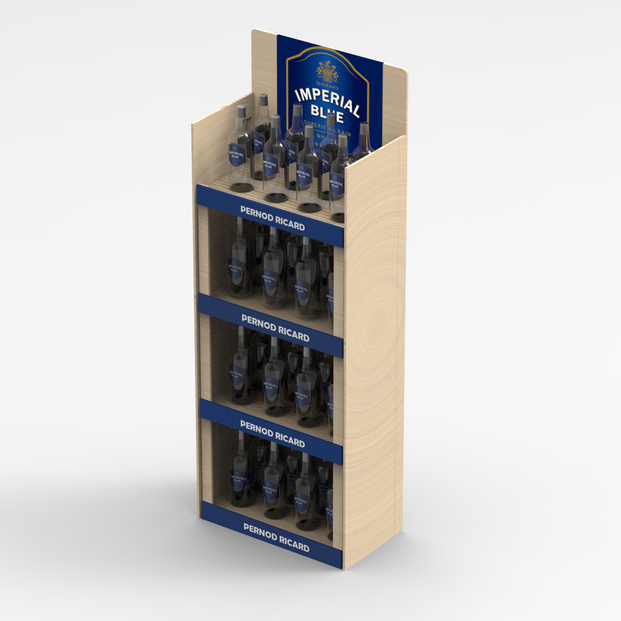 Apache Modern Foldable Light Duty Wood Display Stand Single-Sided Whiskey Bottle Showcase for Supermarket Storage — view 6