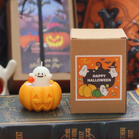 Vela Votiva Orgánica de Cera de Soja con Diseño de Fantasma de Halloween, Hecha a Mano, Creativa, con Efecto de Péndulo, Calabaza, Regalo Festivo