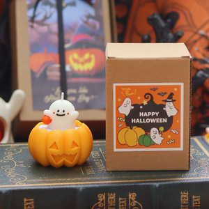 Vela Votiva Orgánica <span class=keywords><strong>de</strong></span> Cera <span class=keywords><strong>de</strong></span> Soja con Diseño <span class=keywords><strong>de</strong></span> Fantasma <span class=keywords><strong>de</strong></span> Halloween, Hecha a Mano, Creativa, con Efecto <span class=keywords><strong>de</strong></span> Péndulo, Calabaza, Regalo Festivo - Product Image 2