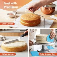 Kit de décoration de gâteaux, ensemble de moules à gâteau à fond amovible en acier au carbone, 102 pièces, niveleur de gâteau, spatule à glaçage, grattoirs, douilles à pâtisserie, matériel de pâtisserie