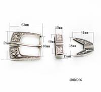 Boucle de ceinture automatique en alliage de zinc sculpté rétro de 40 mm, style cowboy, avec logo imprimé par transfert thermique, concho moulé plaqué.