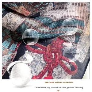 Ethnischer Stil Muslimische Damen Quadratischer Schal 70x70 Baumwolle Dünner Hochwertiger Schal Vielseitiger Kopfschal Einfaches Muster - Product Image 4