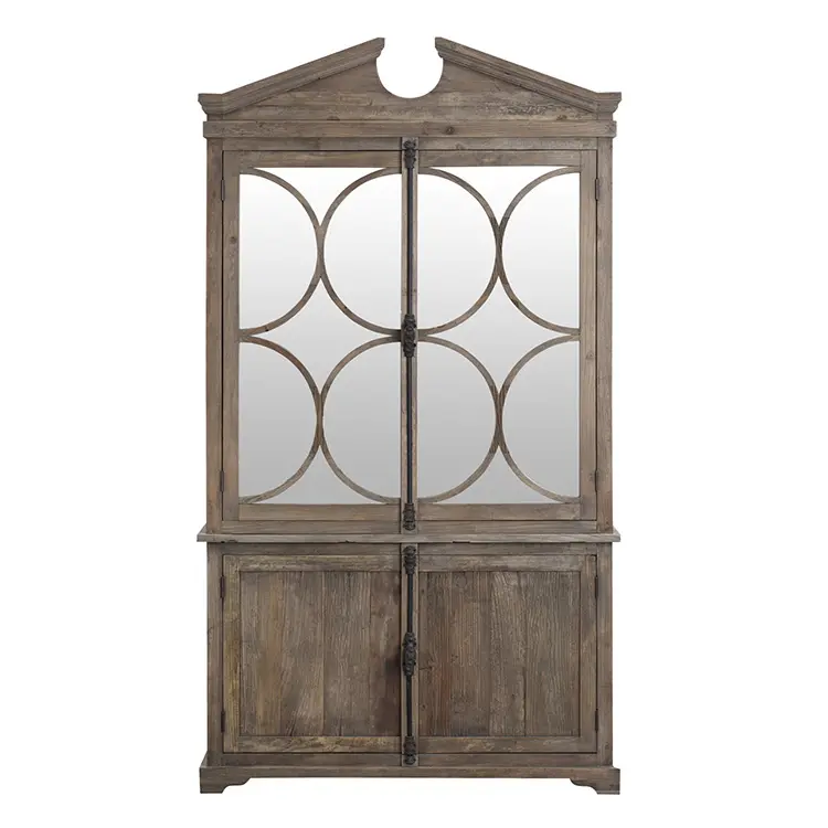 Ningbo-vitrina de madera reciclada de olmo, mueble de estilo antiguo, rústico, clásico, clásico