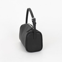 Sac Boston vintage en cuir PU lychee pour femme, petit sac à bandoulière cylindrique avec sangle réglable, sac à main rétro pour femmes