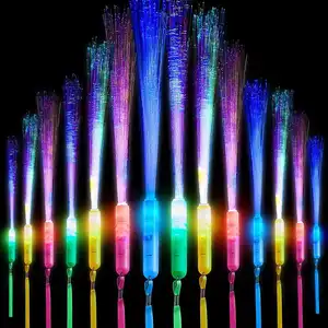 Light Up Fiber Optic Wand 3 Modes Colorful Flashing LED Light Up Glow for Show Events Club Festival Fiber Optic Stick