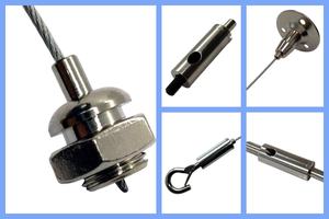 1/16 réglable métal galerie d'art affichage câble métallique cintre crochets câble Clips réglable crochet système de suspension - Product Image 2