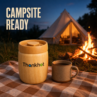 Conteneur de stockage de café en acier inoxydable 304 de qualité alimentaire, à grain de bois, hermétique, pour la maison, le bureau et le camping