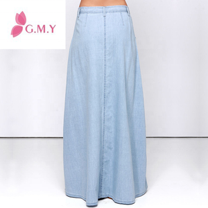 Fantastica Gonna Lunga in Denim a Vita Alta e Svasata, Motivo Uniforme, Casual con Bottoni, Traspirante, Taglie Forti per Adulti, Vendita all'Ingrosso - Product Image 3