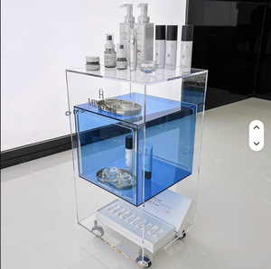 Chariot de rangement transparent en acrylique pour salon de beauté, chariot à outils de manucure spécial, valise de maquillage - Product Image 4