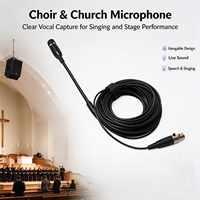 Microphone suspendu à condensateur avec câble de 10 m, alimentation fantôme 48 V, pour chorale, église, chant