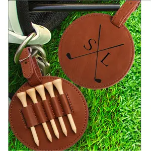 Golf Tee Bag Golf Tee Holder With 5 Holes Large Capacity Wooden Tee Storage Leather Case Easy Hangings Gift For Golfers