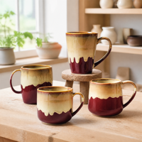 LEXI Tasses en céramique et porcelaine colorées créatives avec grande poignée, compatibles lave-vaisselle et micro-ondes, design moderne et luxueux, Guangdong Business