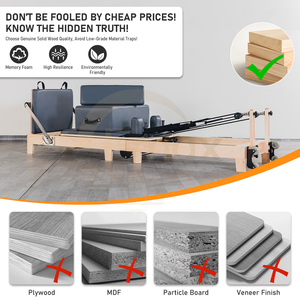 Reformer de <span class=keywords><strong>Pilates</strong></span> pliable en bois d'érable, durable, écologique et portable, avec résistance réglable, pour usage domestique, studio de <span class=keywords><strong>Pilates</strong></span> et salle de sport - Product Image 4
