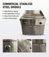 Four à griller à gaz commercial pour restaurant, hôtel, cuisine, hamburger, gril Blackstone, four à griller, machine en acier inoxydable, double zone