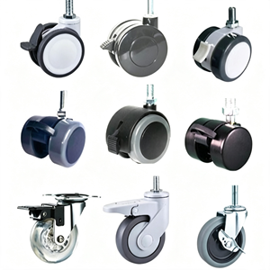 Premium Heavy Duty 2 Inch Soft TPR Rubber Swivel Furniture Caster <b>Wheels</b> Steel Side <b>Lock</b> Brake Silent 4 Pack Floor Safe - Product Image 1