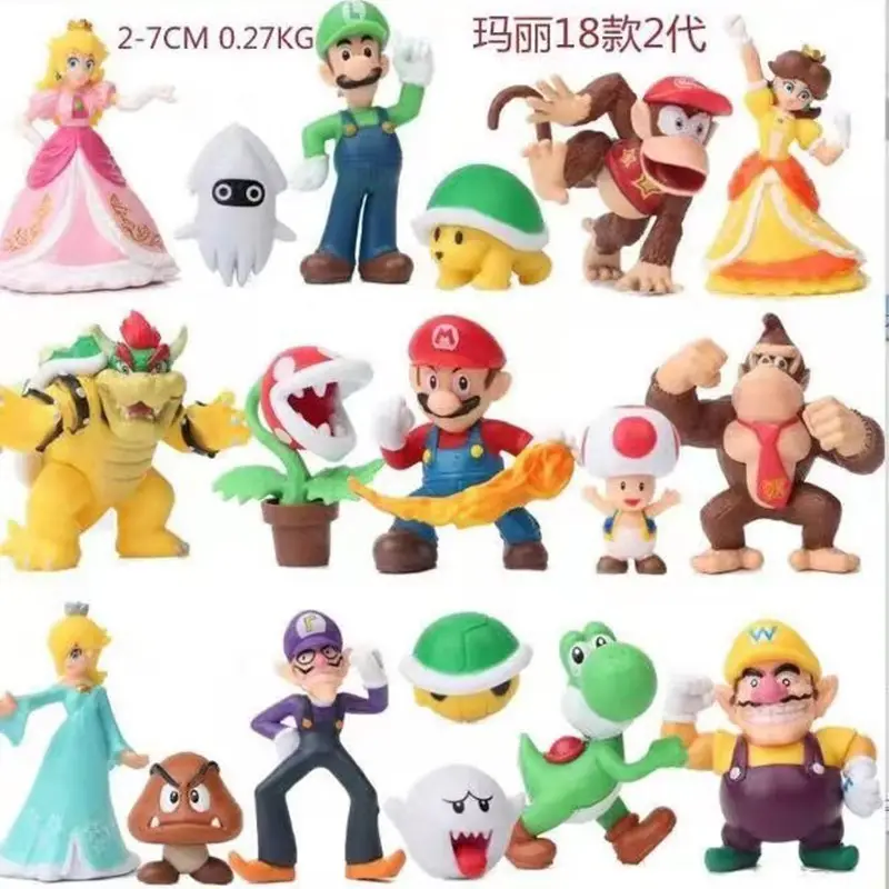 Figuras de ação decorativas do anime mario, estatuetas de cogumelo do mario para decoração de carro, modelo feitos à mão