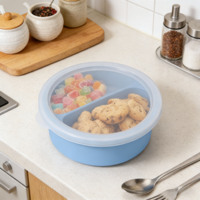 Boîtes à collation réutilisables en silicone sans BPA personnalisées, boîtes à collation à double compartiment, mini boîtes à collation avec couvercles