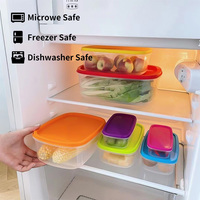 Ensemble de 6 boîtes de rangement alimentaire en plastique PP pour réfrigérateur avec couvercles colorés – Collection 2026 pour la cuisine