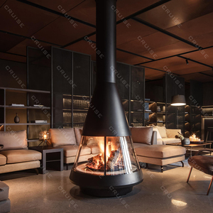 Chimenea Circular de Leña con Frente de Vidrio, Diseño Nuevo, Extra Grande, de Ventilación Directa y Funcionamiento a Gas para Calefacción de Villas - Product Image 2