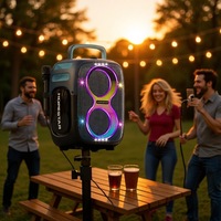 Enceinte portable d'extérieur HOPESTAR PARTYONE CLUB 650W en plastique avec double microphone sans fil, Bluetooth 5.3 et éclairage LED RGB intégré