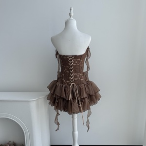 Corsé deshuesado con lazo de cinta Indie Niche Heavy Detailing American Vintage Strapless Mini vestido para Party Club Vacation - Product Image 6