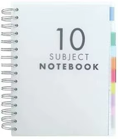 Cahier spirale 10 sujets avec intercalaires à onglets, pages lignées collège, couverture en PP pour prise de notes étudiantes, journalisation et usage quotidien