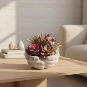 Mezcla <span class=keywords><strong>de</strong></span> Suculentas Artificiales en Maceta Texturizada, Decoración <span class=keywords><strong>de</strong></span> Vegetación Artificial para el Hogar, Oficina, <span class=keywords><strong>Mesa</strong></span> Interior - Product Image 4