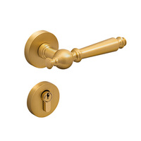 Serrure de porte de chambre à coucher de style américain en laiton et cuivre pur avec fonctionnement silencieux, poignée double porte, finition or français, option sans clé