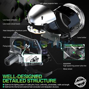 BULBTEK Ống Kính Máy Chiếu Biled AD04 250W 18000 LM Lắp Đặt Không Mất Dữ Liệu H4 H7 9005 9006 Trang Bị Thêm Máy Chiếu <span class=keywords><strong>LED</strong></span> Chùm Đôi 3Inch - Product Image 2