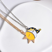 Ours en peluche couple soleil et lune dessin animé patchwork collier, soleil et lune bonne nuit emo couple pendentif, cadeau saint valentin