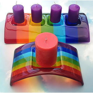 Écran de bougie <span class=keywords><strong>en</strong></span> verre fondu arc-<span class=keywords><strong>en</strong></span>-ciel fait à la <span class=keywords><strong>main</strong></span> coloré verre de Fusion attrape-soleil commémoratif vitrail verre de Fusion pont <span class=keywords><strong>d</strong></span>écoration de la maison - Product Image 5