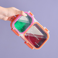 Boîte à lunch portable en acier inoxydable 304 de 480 ml, à motif mignon, à deux compartiments, étanche et écologique, pour étudiants et employés de bureau