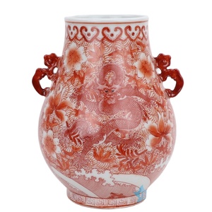 RZIS05-B Cinese di disegno del drago di ferro <span class=keywords><strong>rosso</strong></span> pittura barattolo di archiviazione di ceramica <span class=keywords><strong>vaso</strong></span> <span class=keywords><strong>decorativo</strong></span> - Product Image 1