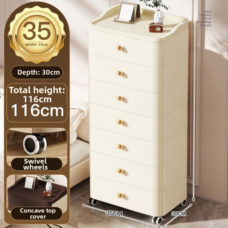 35-sided wide drawer cabinet 7 layers-milk white