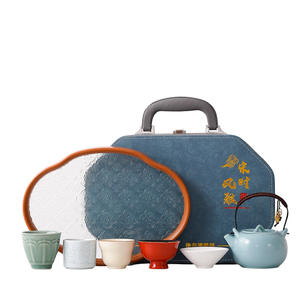 Five Famous Kilns Purple Clay Teapot <b>Travel</b> Tea Set With Tray Portable Outdoor <b>Gift</b> Souvenir Customization - Product Image 5
