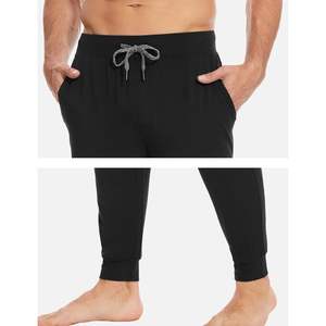 Pantalon de pyjama pour homme en viscose de bambou personnalisé, doux, uni, style jogger, avec cordon de serrage et poches - Product Image 2