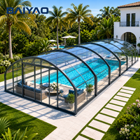 Maßgefertigte Einziehbare Aluminium-Schwimmbadüberdachung Moderne Polycarbonat-Abdeckung Schiebe-Wintergarten für Hinterhof und Garten