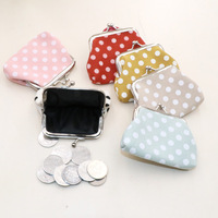 Tas Jepit Vintage 3-inci Model Baru, Dompet Koin Lucu Motif Polkadot Kanvas, Dompet Kecil Ready Stock Grosir