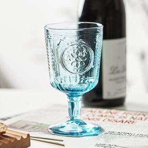 Vaso <span class=keywords><strong>de</strong></span> Agua <span class=keywords><strong>de</strong></span> Estilo Europeo con Base Alta, Vaso <span class=keywords><strong>de</strong></span> Boca Ancha para Jugo <span class=keywords><strong>de</strong></span> Frutas y Bebidas Frías, Vaso <span class=keywords><strong>de</strong></span> Vidrio Vintage con Relieve - Product Image 3