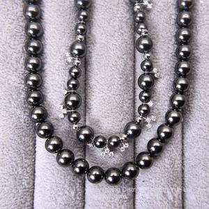 Perles de verre Collier en verre de cristal Trou droit <span class=keywords><strong>Perle</strong></span> noire Perles noires en vrac Imitation <span class=keywords><strong>perle</strong></span> Pendentif Accessoire - Product Image 1