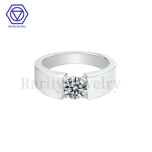 Gioielli rare anello di fidanzamento in argento 925 moissanite 1 carato stone jewelry Making anello moissanite