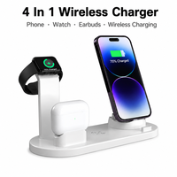 Chargeur de téléphone multi-appareils 4-en-1 et 6-en-1 avec support USB Type-C 8 broches 15W, station de charge sans fil en gros